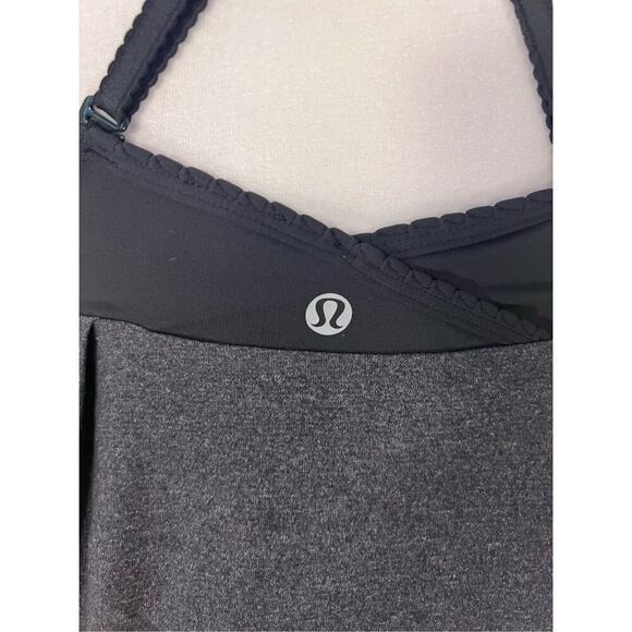 Lululemon Black Heathered Charcoal Gray Graceful Flow Tank Top Size 6 - Picture 3 of 7